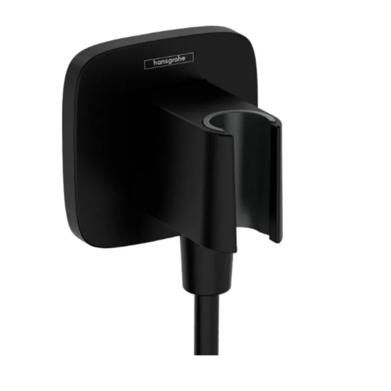 Soporte para rociador de ducha con conexión hansgrohe fixfit q negro mate