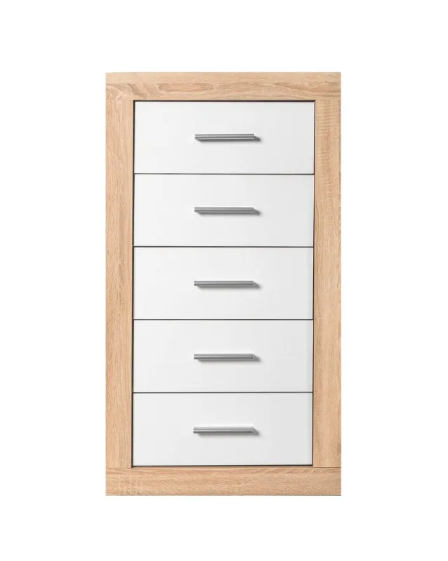 Sinfonier lara con 5 cajones cambria y blanco 60x106 cm