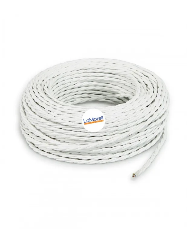 La morell lightdesign - cable eléctrico trenzado recubierto de tela blanco tr30 30mt 3x0.75