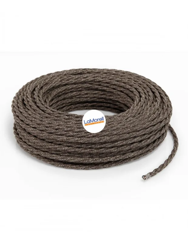 La morell lightdesign - cable eléctrico trenzado recubierto de tela canvas marron tr4 30mt 3x0.75