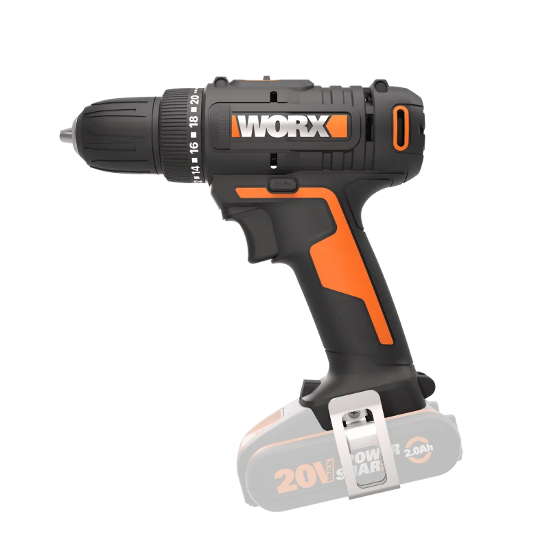 Destornillador inalámbrico worx wx100.9 de 20 voltios con par de apriete de 30 nm y portabrocas de 10 mm (sin batería).