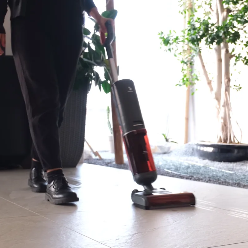 Beper p202val200 fregadora de suelos inalámbrica potente de 2 velocidades con pantalla led, aspirador lavado-secado rojo, 200 w, 1,2 l