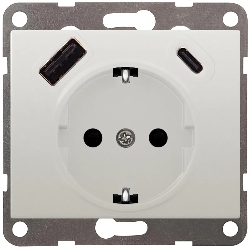 Enchufe schuko 2p + tt 16a c/usb c siemens mega blanco