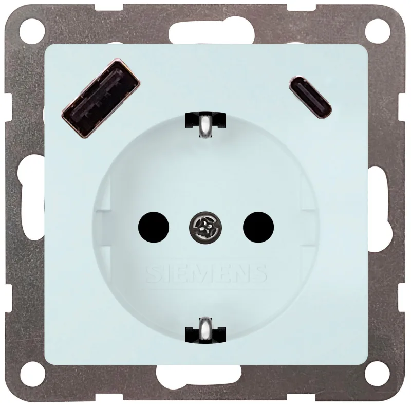 Enchufe schuko 2p + tt 16a c/usb c siemens miro blanco