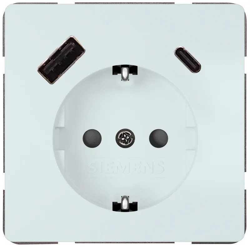 Enchufe schuko 2p + tt 16a c/usb c siemens style blanco