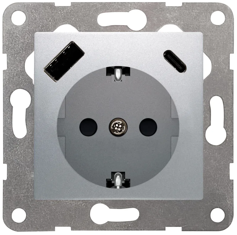 Enchufe schuko 2p + tt 16a c/usb c bjc viva plata