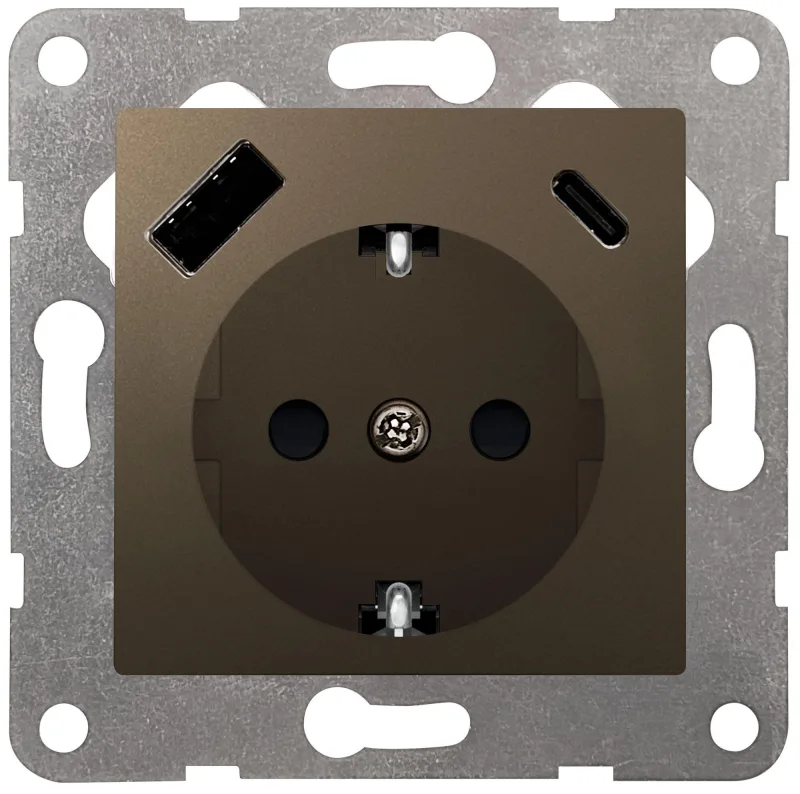 Enchufe schuko con usb viva gris lava