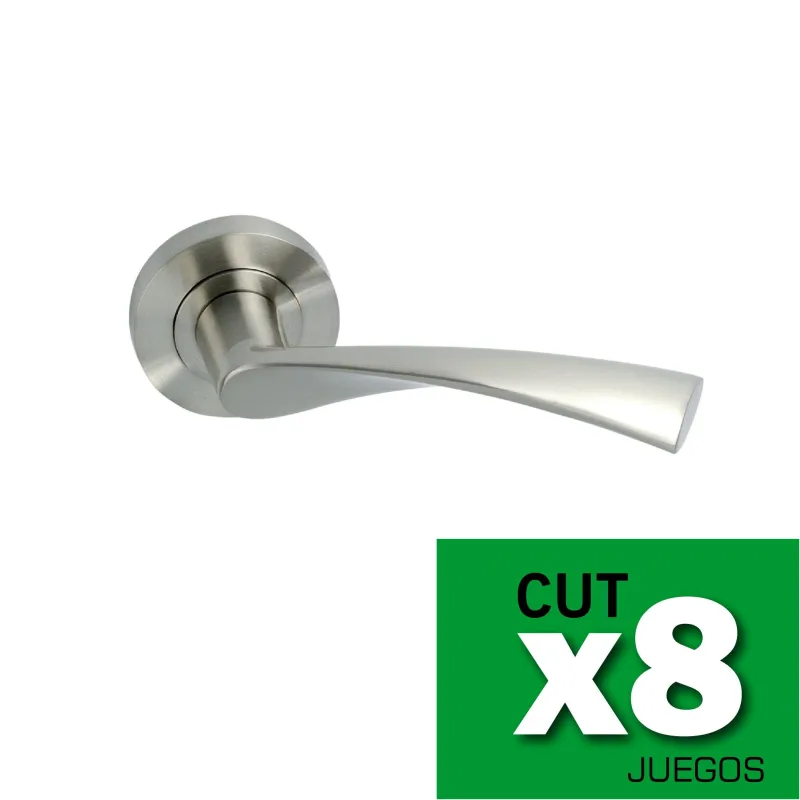 Juego 8 roseta de puerta galice de aluminio satinado