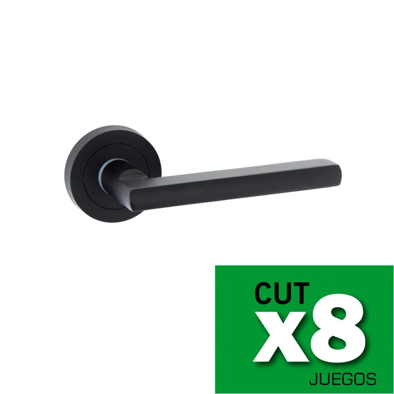 8 juegos de roseta de puerta guadalupe en zamak negro