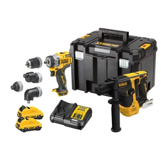 Kit 2 herramientas xr 12v 3ah li-ion sin escobillas dewalt taladro atornillador + impact driver - dck2101l2t-qw