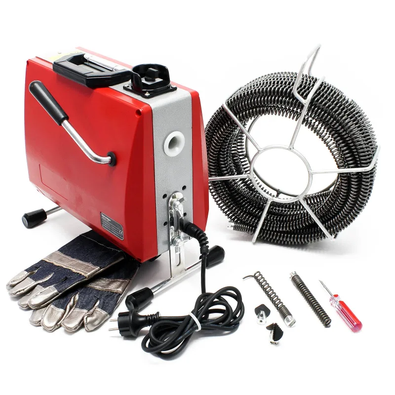 Unidad de limpieza de tuberías 390w 16mm limpiador espiral de drenaje profesional