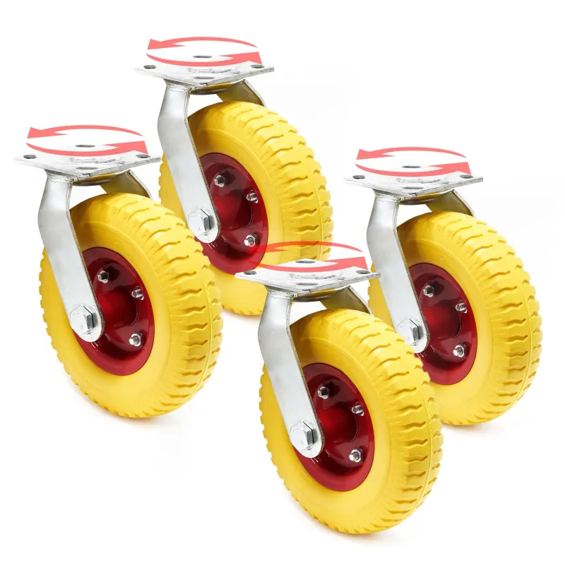 Set de 4 ruedas con soporte giratorio 220 x 58 mm antipinchazos transporte 100 kg por rueda