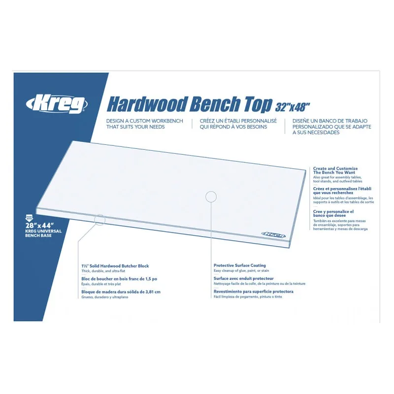 Tablero de madera dura 813 mm x 1219 mm hwbt-4832 kreg