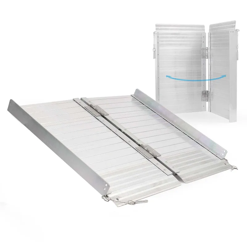 Wiltec rampa plegable de aluminio para sillas de ruedas 270 kg de 62 cm de largo antideslizante y portátil con asa para fácil transporte