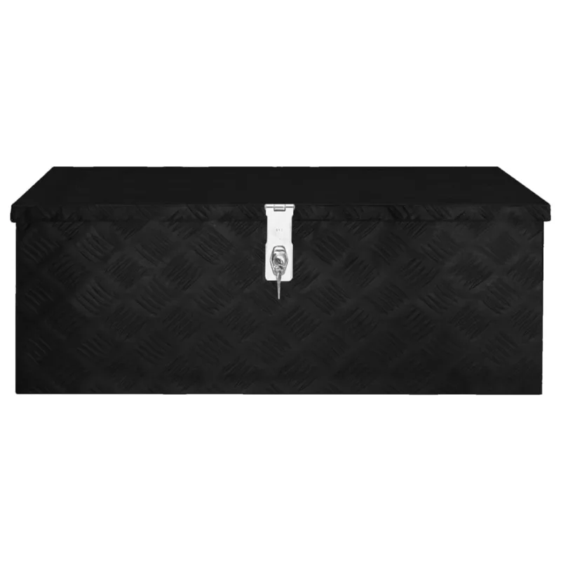 Caja de almacenaje de aluminio negro 80x39x30 cm - comfortxl