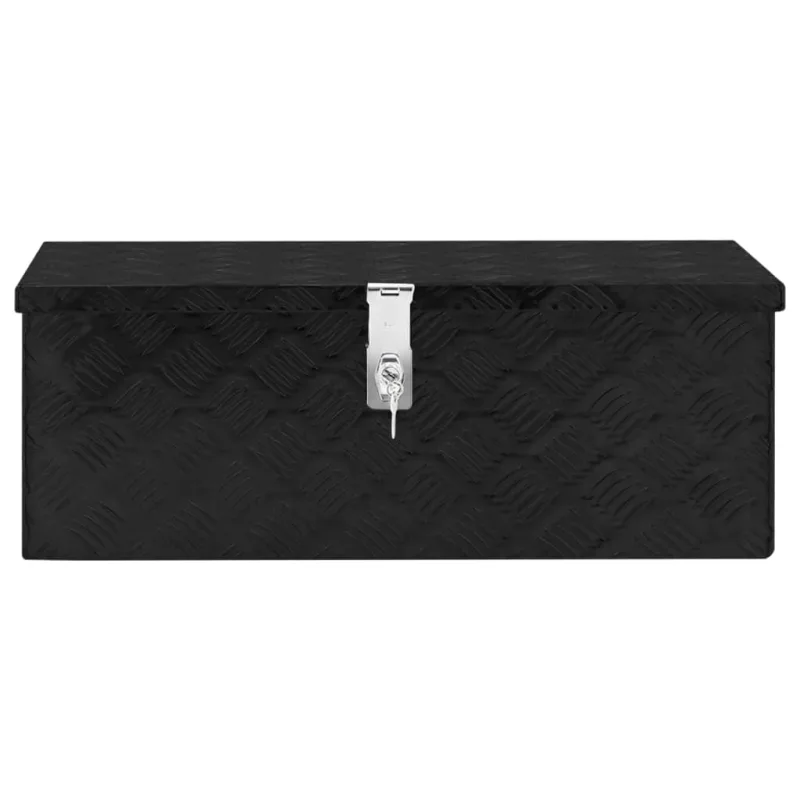 Caja de almacenaje de aluminio negro 70x31x27 cm - comfortxl