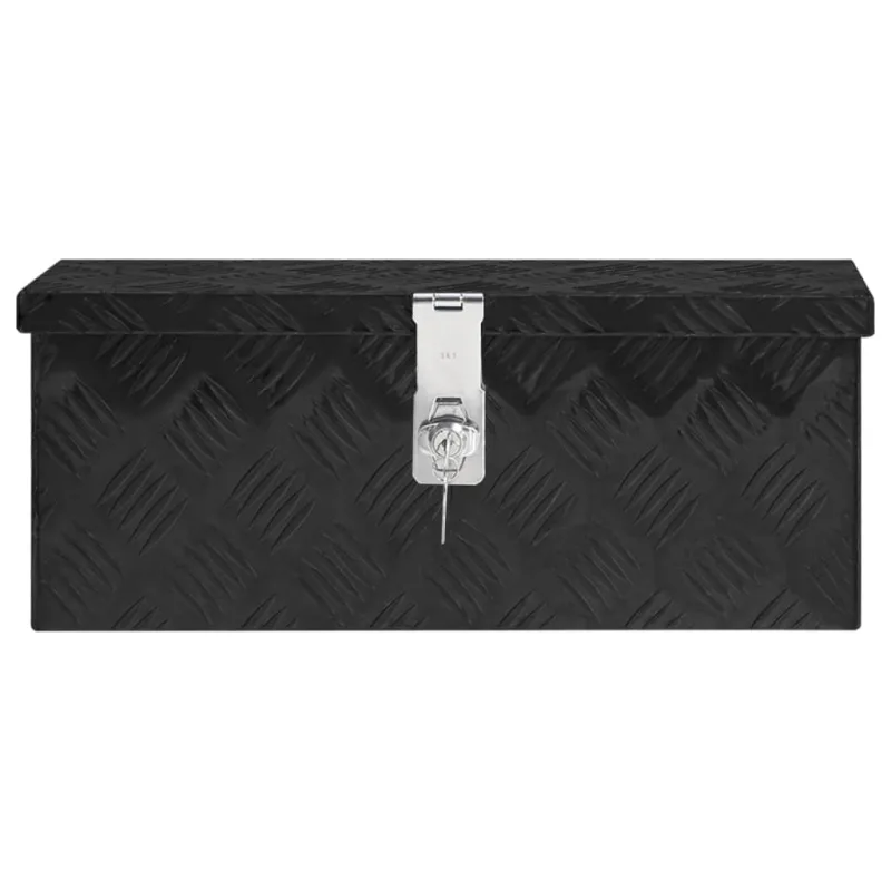 Caja de almacenaje de aluminio negro 50x15x20,5 cm - comfortxl