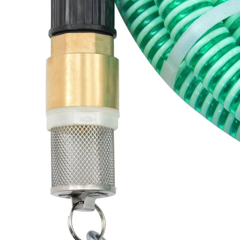 Manguera de succión con conectores de latón pvc verde 29 mm 25m