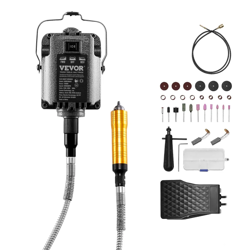 Amoladora de eje flexible,vevor 1000 w,30000 rpm,accesorios de pedal multifunción suspendidos 31,para tallar,pulir,taladrar,pulir