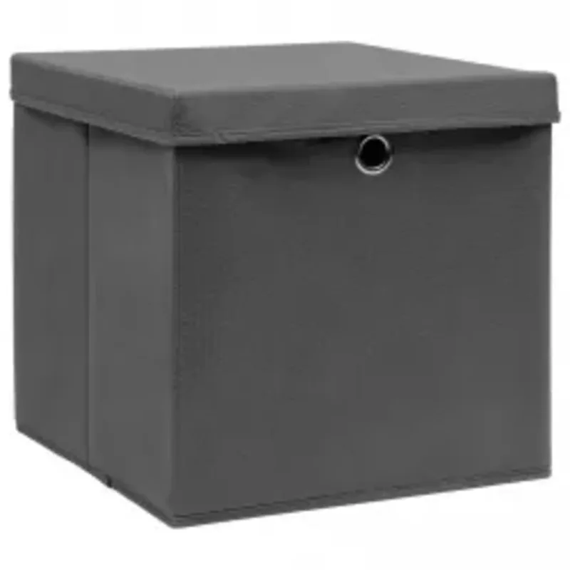 Cajas de almacenaje con tapas 10 uds gris 28x28x28 cm - comfortxl