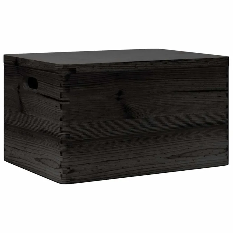 Caja de madera con tapa y asas madera maciza pino 40x30x23 cm
