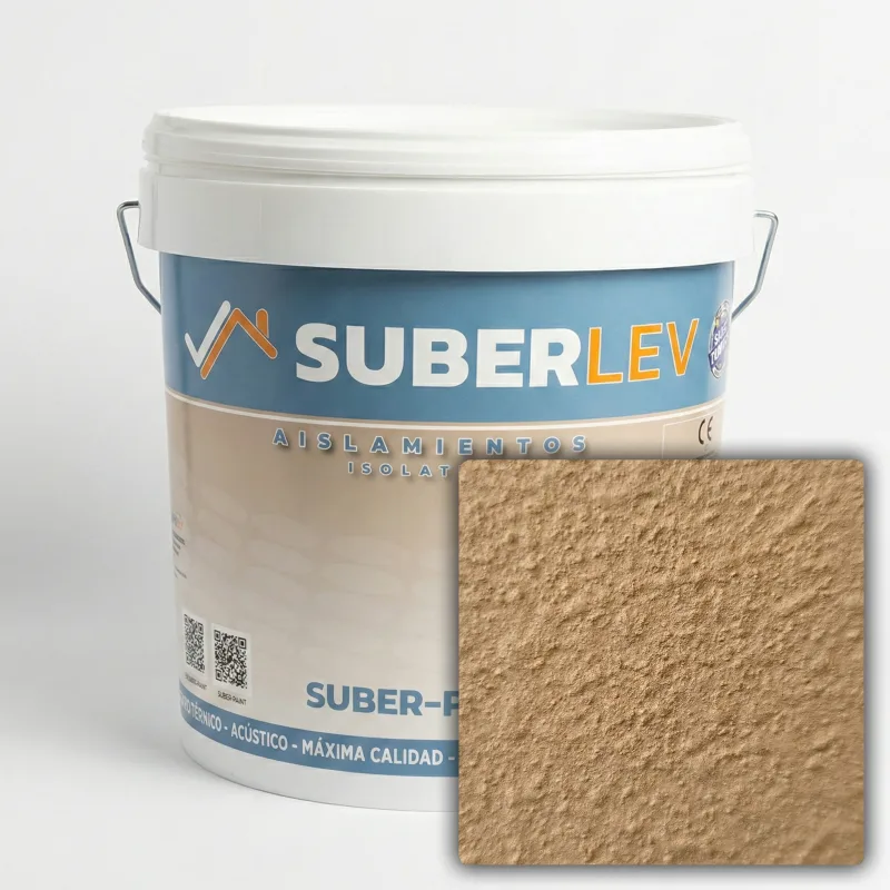 Pintura térmica impermeabilizante suber-paint con fibra de corcho exterior/interior 15l cp-09