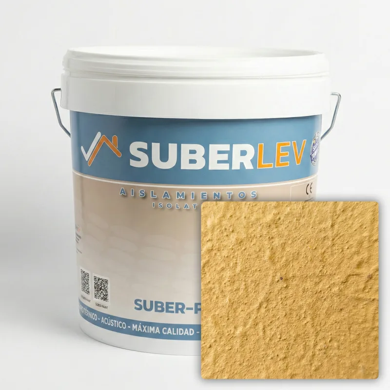 Pintura térmica impermeabilizante suber-paint con fibra de corcho exterior/interior 15l cp-02