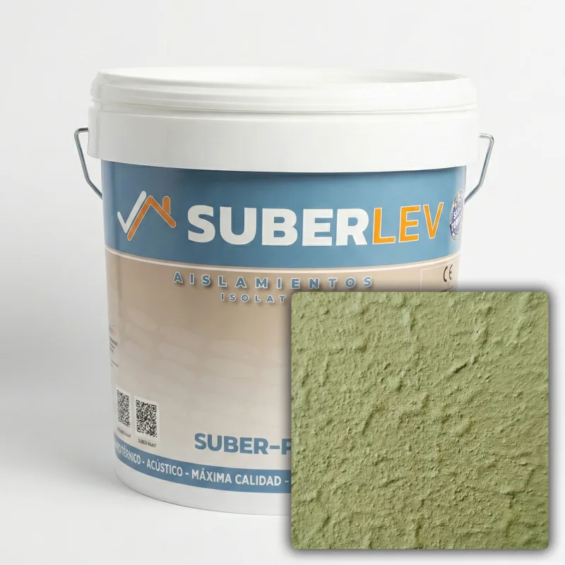 Pintura térmica impermeabilizante suber-paint con fibra de corcho exterior/interior 15l cp-18
