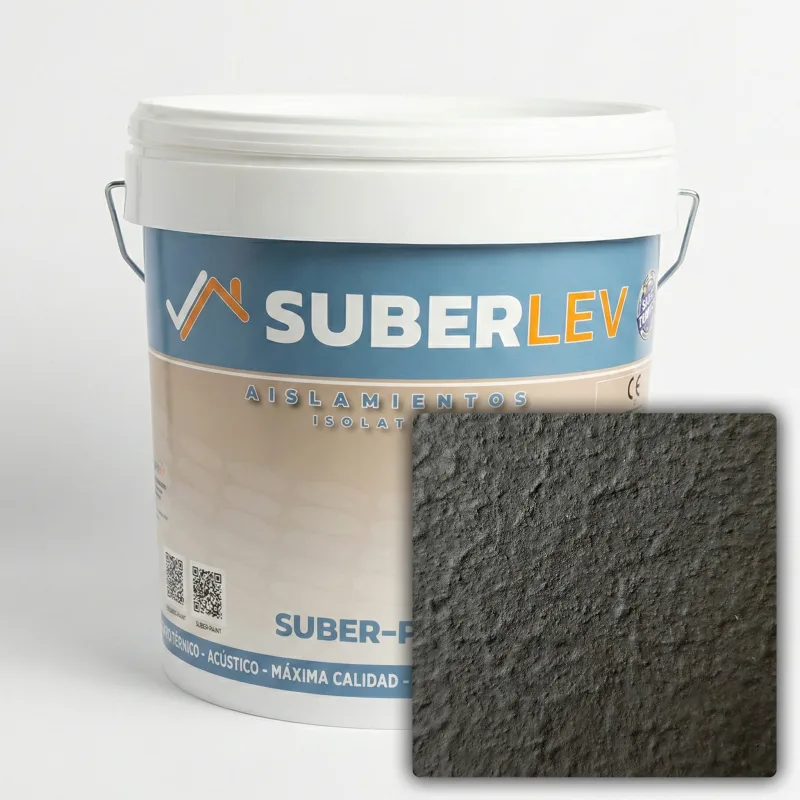 Pintura térmica impermeabilizante suber-paint con fibra de corcho exterior/interior 15l cp-11