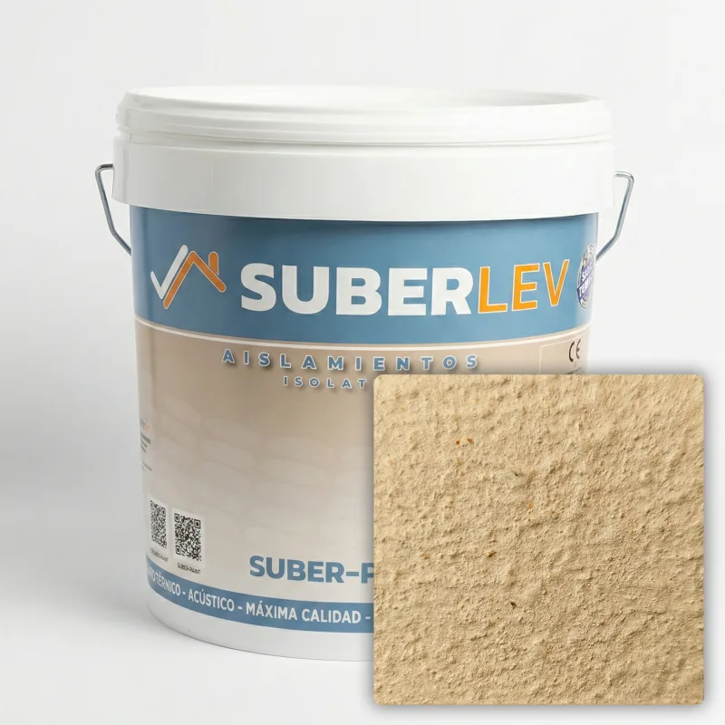 Pintura térmica impermeabilizante suber-paint con fibra de corcho exterior/interior 15l cp-01