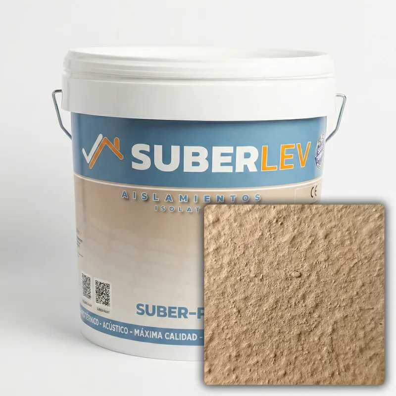 Pintura térmica impermeabilizante suber-paint con fibra de corcho exterior/interior 15l cp-12