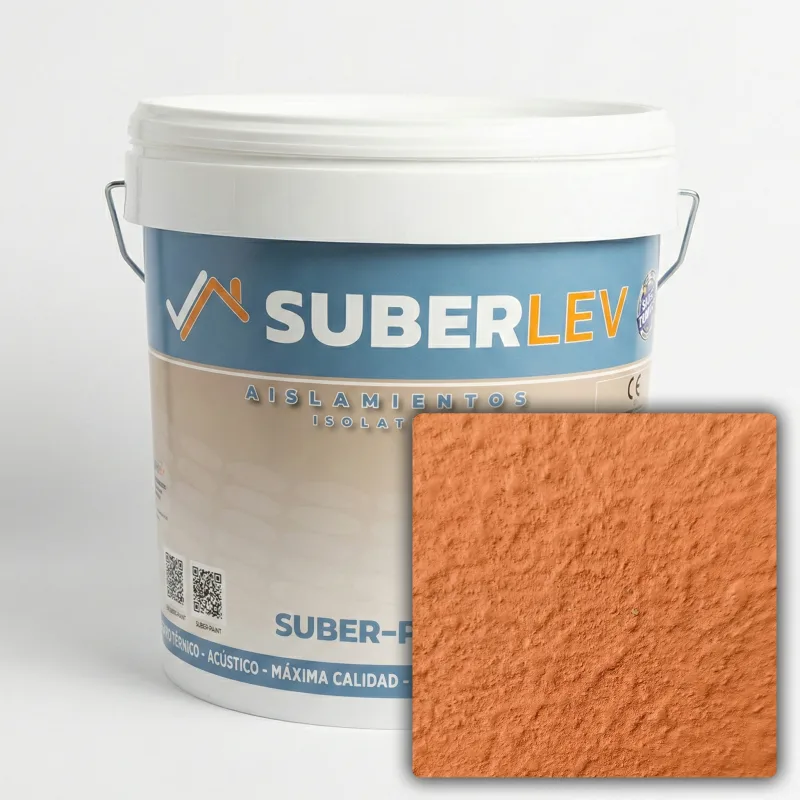 Pintura térmica impermeabilizante suber-paint con fibra de corcho exterior/interior 15l cp-17