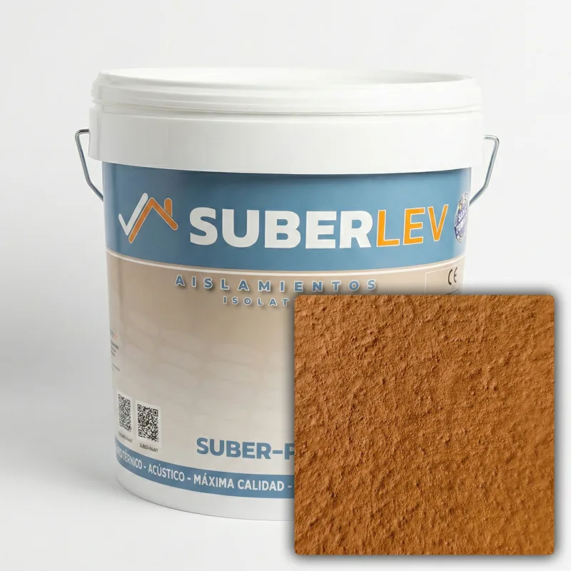Pintura térmica impermeabilizante suber-paint con fibra de corcho exterior/interior 15l cp-15