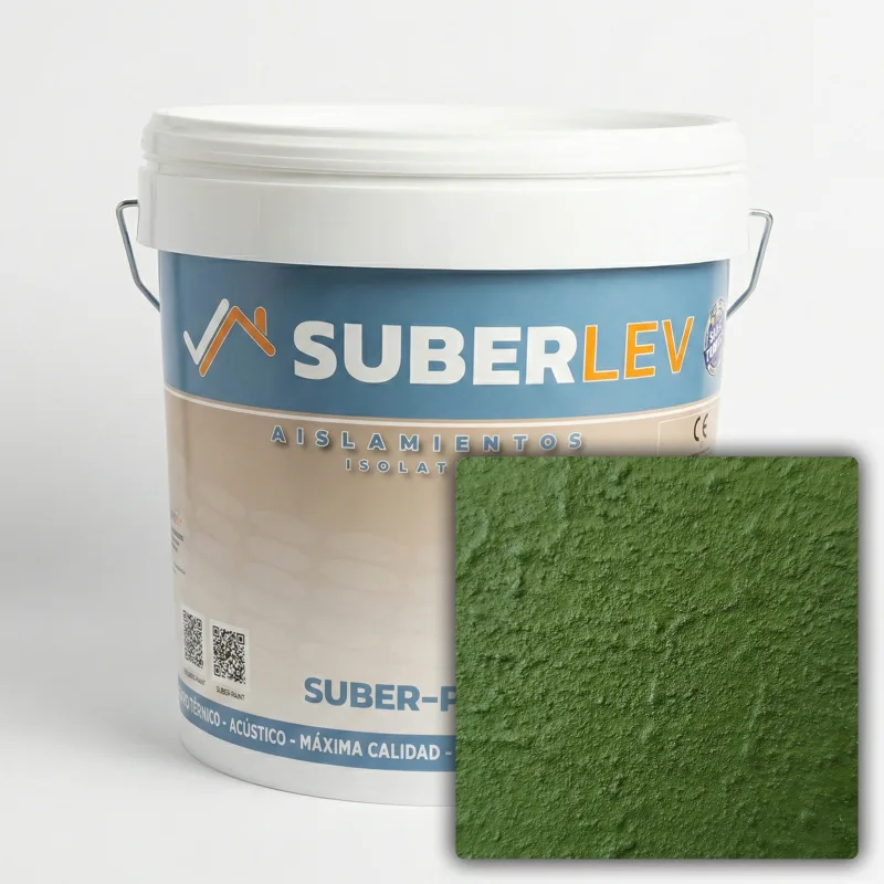 Pintura térmica impermeabilizante suber-paint con fibra de corcho exterior/interior 15l cp-20