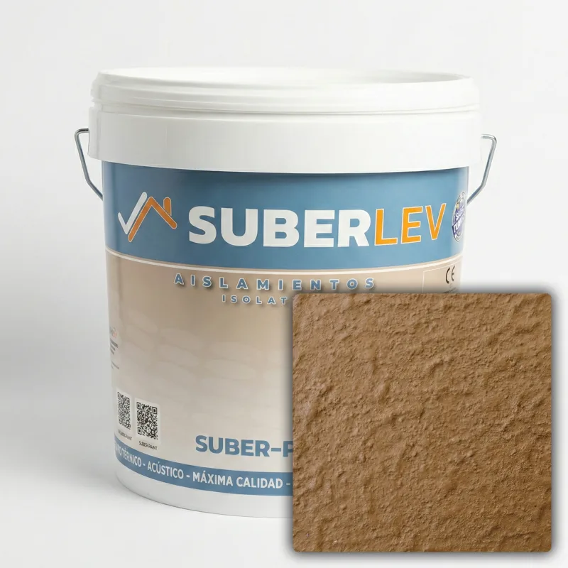 Pintura térmica impermeabilizante suber-paint con fibra de corcho exterior/interior 15l cp-21