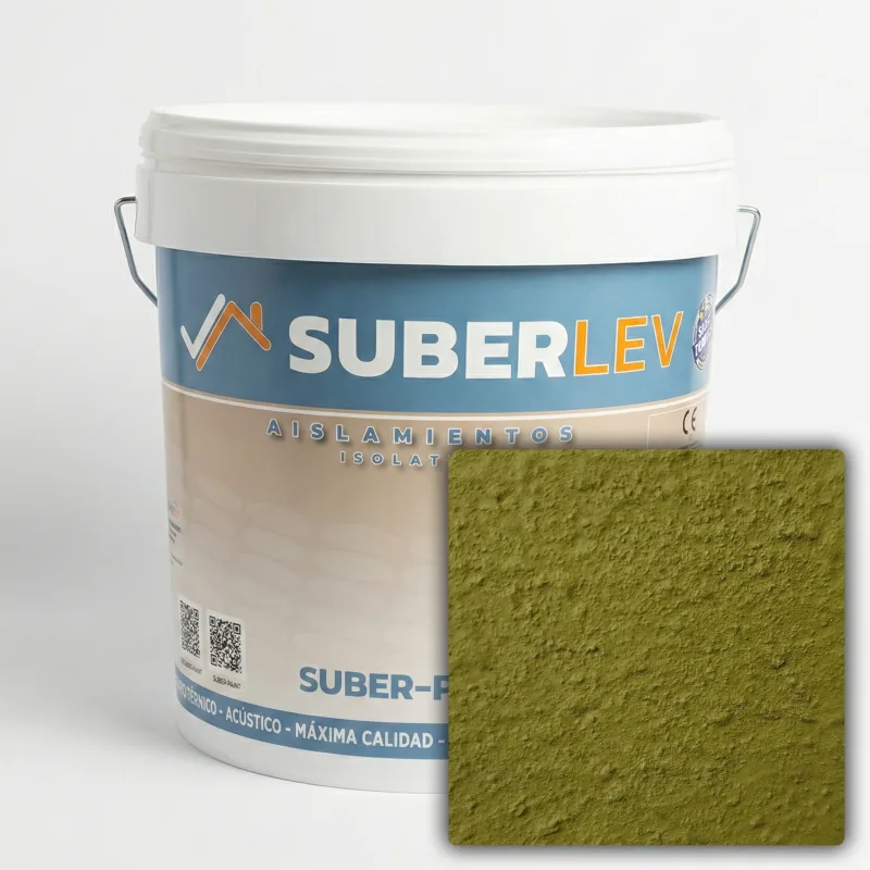 Pintura térmica impermeabilizante suber-paint con fibra de corcho exterior/interior 15l cp-25
