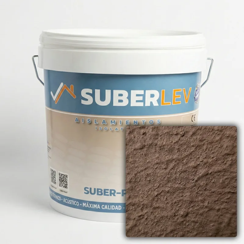 Pintura térmica impermeabilizante suber-paint con fibra de corcho exterior/interior 15l cp-23