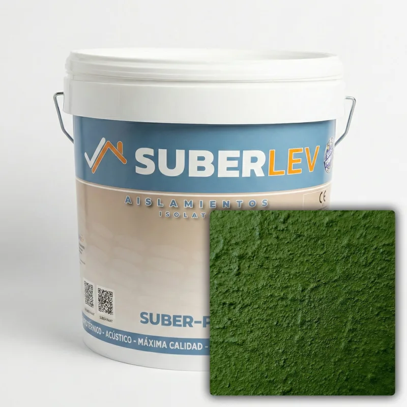 Pintura térmica impermeabilizante suber-paint con fibra de corcho exterior/interior 15l cp-19