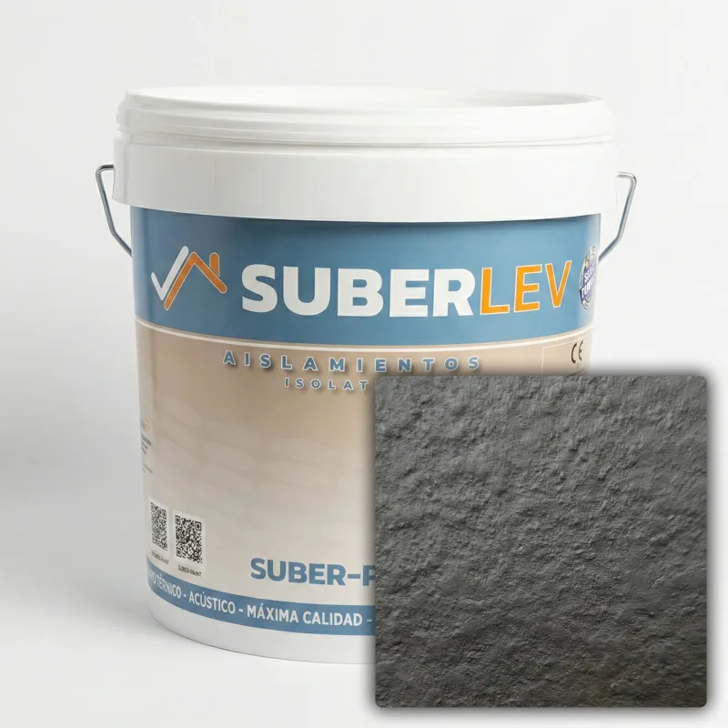 Pintura térmica impermeabilizante suber-paint con fibra de corcho exterior/interior 15l cp-27