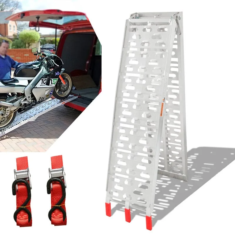 Rampa de carga de aluminio, rampa plegable antideslizante para sillas de ruedas, motocicletas y vehículos de hasta 340 kg.