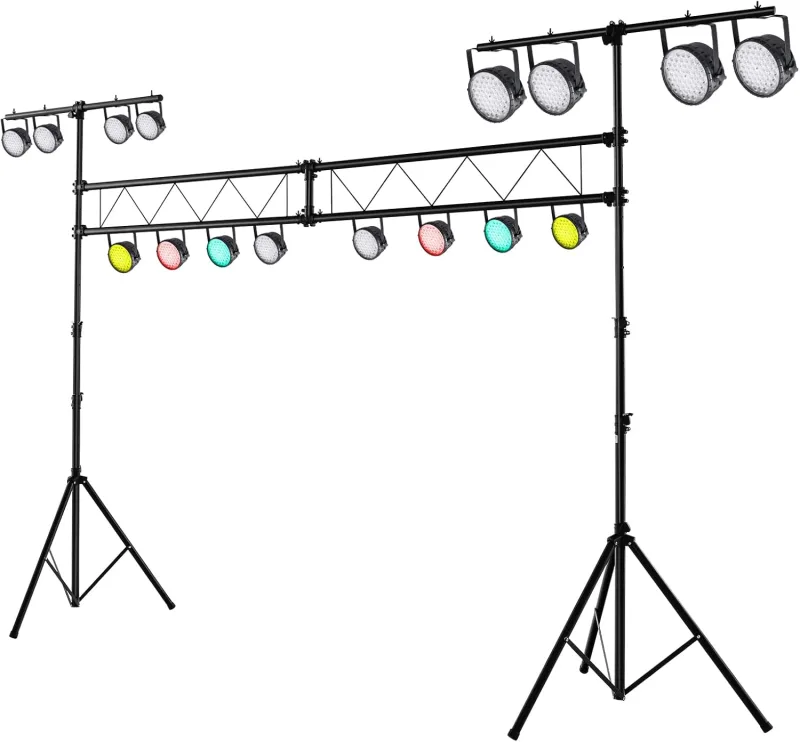 Soporte de iluminación para dj, soporte de luz led de metal con altura ajustable 180-350 cm, brazo múltiple, base resistente y estable, trípode en t