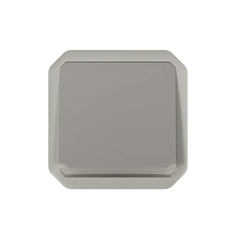 Mecanismo combinable pulsador con luz plexo superficie gris