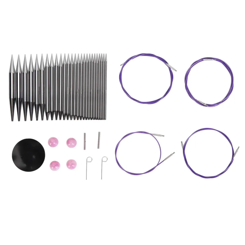 Juego de 13 pares de agujas de tejer circulares, agujas de tejer redondas ergonómicas intercambiables de 3 a 10 mm con cables de 40 a 100 cm
