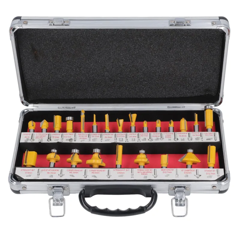 Juego de 24 brocas para enrutador, kit de fresas para carpintería con vástago de 8 mm, herramientas para ranurar, achaflanar y recortar madera