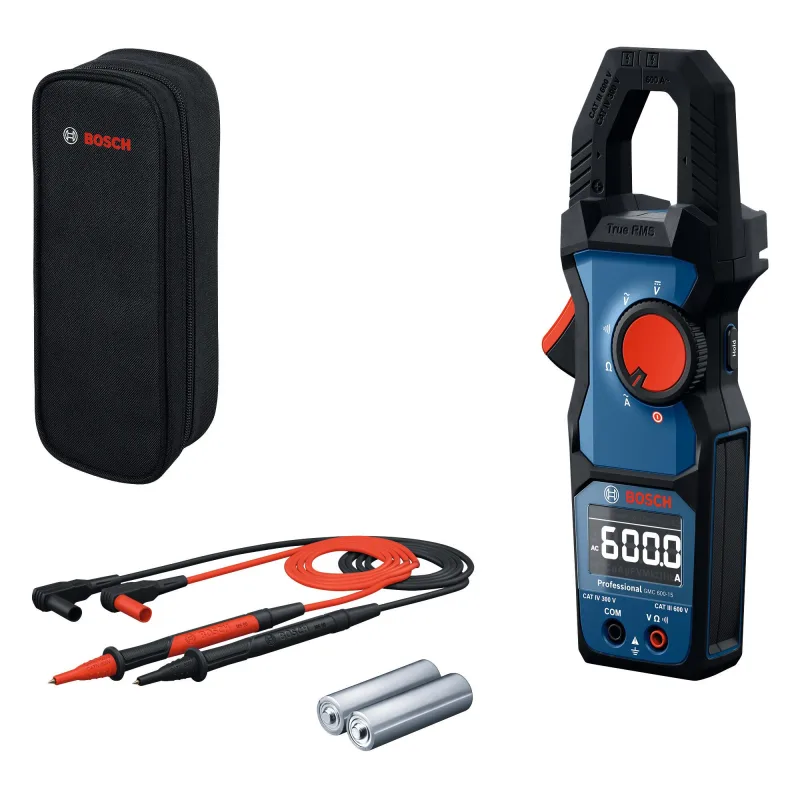 Pinza amperimétrica bosch profesional gmc 600-15 – 600 a, 600 v ca/cc. ip54.