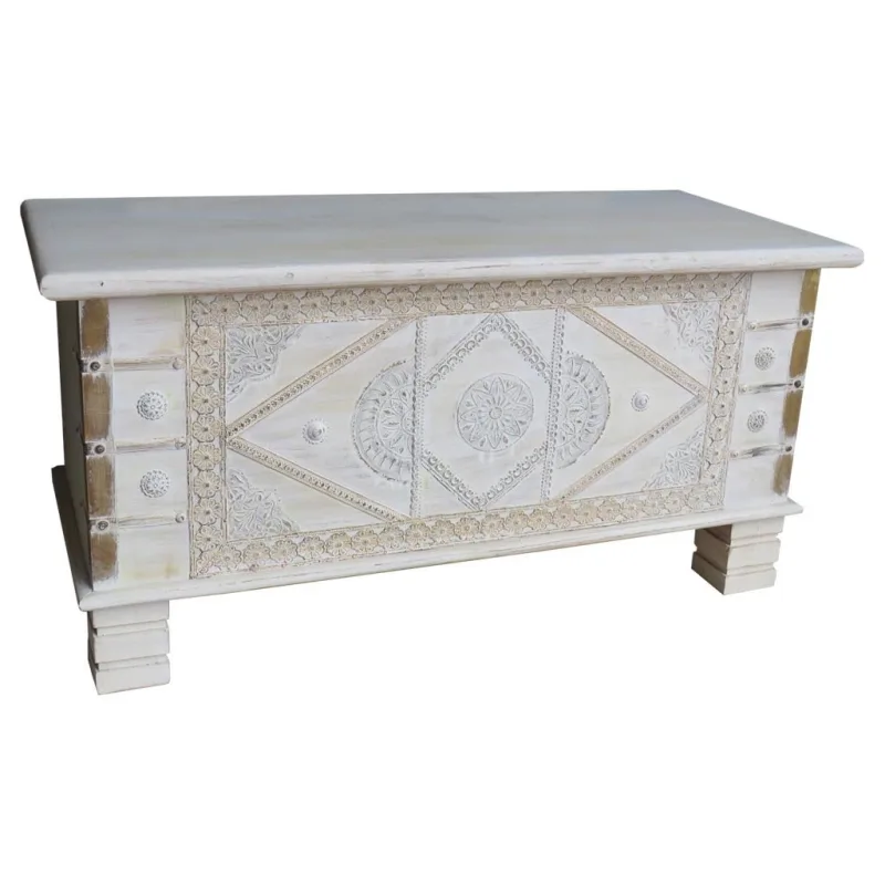 Baul de madera azul 90x40x45h cm