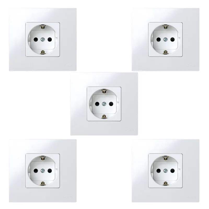 Pack 5 enchufes con toma de tierra simon 27 blanco