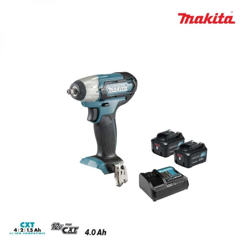 Atornillador de impacto makita 10,8 v li-ion 4 ah 140 nm - 2 baterías, cargador, caja - tw140dsmj