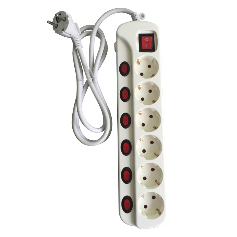 Base múltiple con interruptor individual de 6 tomas 1.5 metros lexman blanco