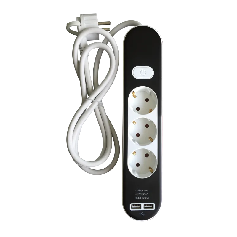 Base múltiple de 3 tomas+ 2 usb 1.5 metros lexman negro